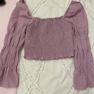 Purple puff sleeve crop top